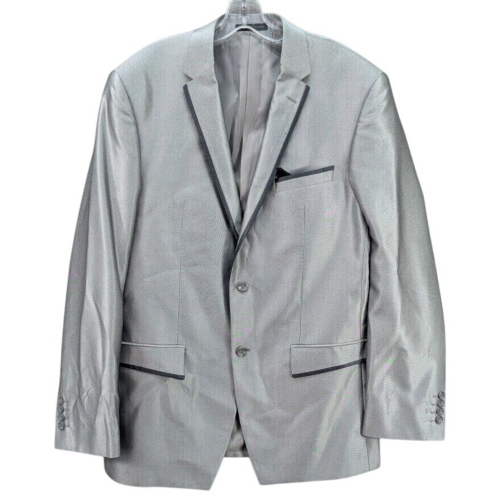 Vinci Sport Coat Blazer Mens Silver Two Button Rayon Blend Formal Wedding Sz 44L
